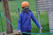 low level ropes course girl blindfolded challenge