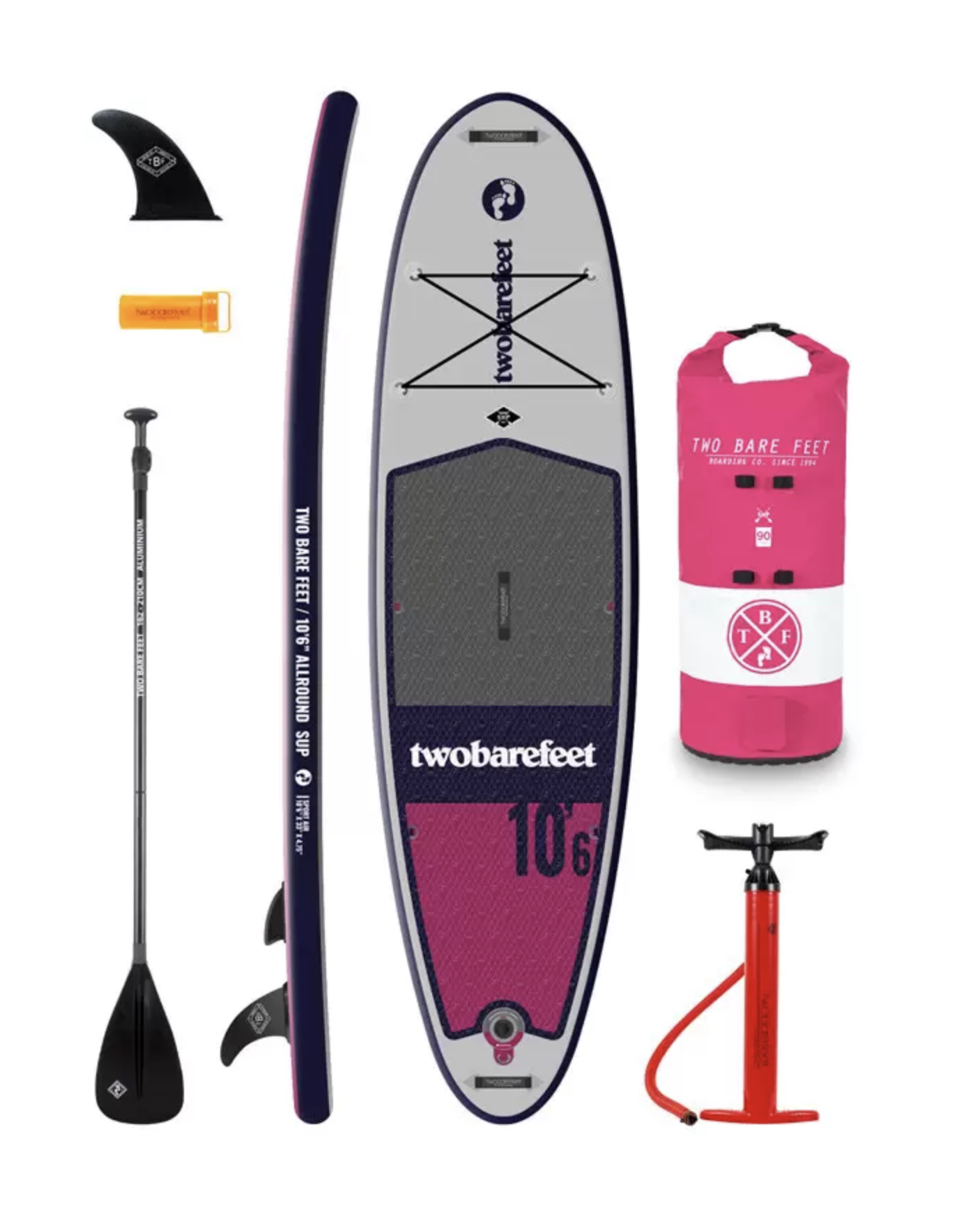 two bare feet sport air 10'6"all-round SUP raspberry